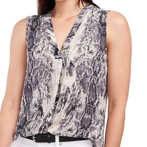 Sleeveless V-Neck Snake Print Top